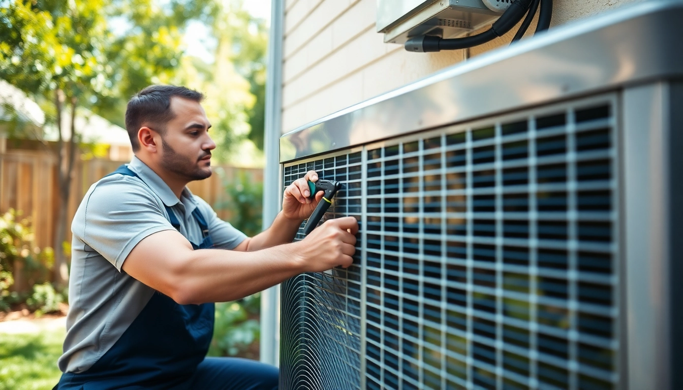 Efficient AC repair phoenix az service by a professional technician in a residential backyard setting.